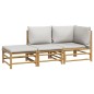 vidaXL Set de muebles de jardín 3 piezas bambú y cojines gris claro vidaXL Set de muebles de jardín 3 piezas bambú y cojines gris claro