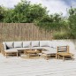 vidaXL Set de muebles de jardín 12 piezas bambú y cojines gris claro vidaXL Set de muebles de jardín 12 piezas bambú y cojines gris claro