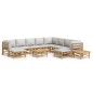 vidaXL Set de muebles de jardín 12 piezas bambú y cojines gris claro vidaXL Set de muebles de jardín 12 piezas bambú y cojines gris claro