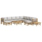vidaXL Set de muebles de jardín 12 piezas bambú y cojines gris claro vidaXL Set de muebles de jardín 12 piezas bambú y cojines gris claro