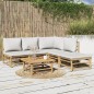 vidaXL Set de muebles de jardín 6 piezas bambú con cojines gris claro vidaXL Set de muebles de jardín 6 piezas bambú con cojines gris claro
