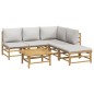 vidaXL Set de muebles de jardín 6 piezas bambú con cojines gris claro vidaXL Set de muebles de jardín 6 piezas bambú con cojines gris claro