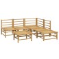 vidaXL Set de muebles de jardín 6 piezas bambú con cojines gris claro vidaXL Set de muebles de jardín 6 piezas bambú con cojines gris claro