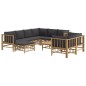 vidaXL Set de muebles de jardín 10 pzas bambú con cojines gris oscuro