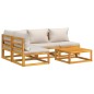 vidaXL Set muebles de jardín 5 pzas madera maciza y cojines gris claro vidaXL Set muebles de jardín 5 pzas madera maciza y cojines gris claro