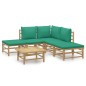 vidaXL Set de muebles de jardín 6 piezas bambú con cojines verde vidaXL Set de muebles de jardín 6 piezas bambú con cojines verde