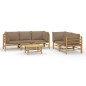 vidaXL Set de muebles de jardín 6 piezas bambú con cojines gris taupé vidaXL Set de muebles de jardín 6 piezas bambú con cojines gris taupé