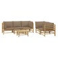 vidaXL Set de muebles de jardín 6 piezas bambú con cojines gris taupé vidaXL Set de muebles de jardín 6 piezas bambú con cojines gris taupé