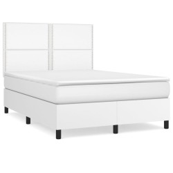 vidaXL Cama box spring con colchón cuero sintético blanco 140x200cm