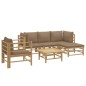 vidaXL Set de muebles de jardín 6 piezas bambú con cojines gris taupé vidaXL Set de muebles de jardín 6 piezas bambú con cojines gris taupé