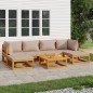 vidaXL Set muebles de jardín 7 pzas madera maciza y cojines gris taupé