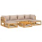 vidaXL Set muebles de jardín 7 pzas madera maciza y cojines gris taupé