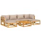 vidaXL Set muebles de jardín 7 pzas madera maciza y cojines gris taupé