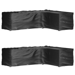 vidaXL Fundas muebles jardín forma de L 2 uds 16 ojales 260x210x80 cm