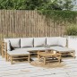 vidaXL Set de muebles de jardín 7 piezas bambú y cojines gris claro vidaXL Set de muebles de jardín 7 piezas bambú y cojines gris claro