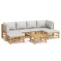 vidaXL Set de muebles de jardín 7 piezas bambú y cojines gris claro vidaXL Set de muebles de jardín 7 piezas bambú y cojines gris claro
