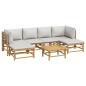 vidaXL Set de muebles de jardín 7 piezas bambú y cojines gris claro vidaXL Set de muebles de jardín 7 piezas bambú y cojines gris claro