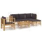 vidaXL Set de muebles de jardín 6 piezas bambú con cojines gris oscuro vidaXL Set de muebles de jardín 6 piezas bambú con cojines gris oscuro