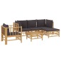 vidaXL Set de muebles de jardín 6 piezas bambú con cojines gris oscuro vidaXL Set de muebles de jardín 6 piezas bambú con cojines gris oscuro