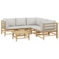 vidaXL Set de muebles de jardín 6 piezas bambú con cojines gris claro vidaXL Set de muebles de jardín 6 piezas bambú con cojines gris claro