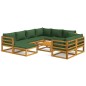 vidaXL Juego muebles de jardín 10 pzas madera maciza y cojines verdes vidaXL Juego muebles de jardín 10 pzas madera maciza y cojines verdes