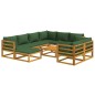 vidaXL Juego muebles de jardín 10 pzas madera maciza y cojines verdes vidaXL Juego muebles de jardín 10 pzas madera maciza y cojines verdes