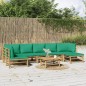 vidaXL Set de muebles de jardín 8 piezas bambú con cojines verde vidaXL Set de muebles de jardín 8 piezas bambú con cojines verde