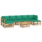 vidaXL Set de muebles de jardín 8 piezas bambú con cojines verde vidaXL Set de muebles de jardín 8 piezas bambú con cojines verde