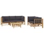 vidaXL Set de muebles de jardín 6 piezas bambú con cojines gris oscuro vidaXL Set de muebles de jardín 6 piezas bambú con cojines gris oscuro
