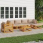 vidaXL Set muebles de jardín 7 pzas madera maciza y cojines gris taupé