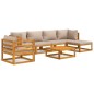 vidaXL Set muebles de jardín 7 pzas madera maciza y cojines gris taupé