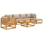 vidaXL Set muebles de jardín 7 pzas madera maciza y cojines gris taupé