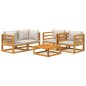 vidaXL Set muebles de jardín 5 pzas madera maciza y cojines gris claro vidaXL Set muebles de jardín 5 pzas madera maciza y cojines gris claro