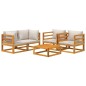 vidaXL Set muebles de jardín 5 pzas madera maciza y cojines gris claro vidaXL Set muebles de jardín 5 pzas madera maciza y cojines gris claro