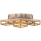 vidaXL Set muebles de jardín 6 pzas madera maciza y cojines gris taupé