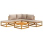 vidaXL Set muebles de jardín 6 pzas madera maciza y cojines gris taupé