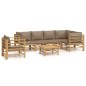 vidaXL Set de muebles de jardín 7 piezas bambú y cojines gris taupe vidaXL Set de muebles de jardín 7 piezas bambú y cojines gris taupe