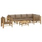 vidaXL Set de muebles de jardín 7 piezas bambú y cojines gris taupe vidaXL Set de muebles de jardín 7 piezas bambú y cojines gris taupe