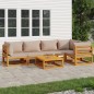 vidaXL Set muebles de jardín 6 pzas madera maciza y cojines gris taupé vidaXL Set muebles de jardín 6 pzas madera maciza y cojines gris taupé