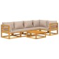 vidaXL Set muebles de jardín 6 pzas madera maciza y cojines gris taupé vidaXL Set muebles de jardín 6 pzas madera maciza y cojines gris taupé
