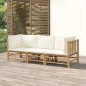 vidaXL Set de muebles de jardín 3 piezas bambú y cojines blanco crema vidaXL Set de muebles de jardín 3 piezas bambú y cojines blanco crema