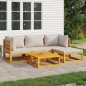 vidaXL Set muebles de jardín 5 pzas madera maciza y cojines gris claro vidaXL Set muebles de jardín 5 pzas madera maciza y cojines gris claro