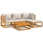 vidaXL Set muebles de jardín 5 pzas madera maciza y cojines gris claro vidaXL Set muebles de jardín 5 pzas madera maciza y cojines gris claro