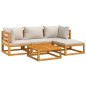 vidaXL Set muebles de jardín 5 pzas madera maciza y cojines gris claro vidaXL Set muebles de jardín 5 pzas madera maciza y cojines gris claro