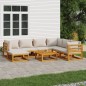 vidaXL Set muebles de jardín 8 pzas madera maciza y cojines gris claro