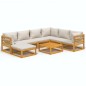 vidaXL Set muebles de jardín 8 pzas madera maciza y cojines gris claro