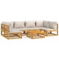 vidaXL Set muebles de jardín 7 pzas madera maciza y cojines gris claro vidaXL Set muebles de jardín 7 pzas madera maciza y cojines gris claro