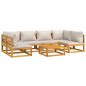 vidaXL Set muebles de jardín 7 pzas madera maciza y cojines gris claro vidaXL Set muebles de jardín 7 pzas madera maciza y cojines gris claro