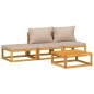 vidaXL Set muebles de jardín 4 pzas madera maciza y cojines gris taupé vidaXL Set muebles de jardín 4 pzas madera maciza y cojines gris taupé