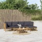 vidaXL Set de muebles de jardín 6 piezas bambú con cojines gris oscuro vidaXL Set de muebles de jardín 6 piezas bambú con cojines gris oscuro